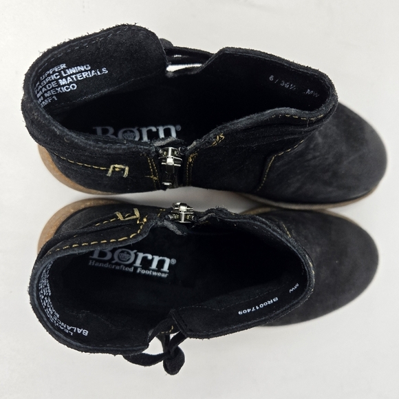 Born Womens Ankle Boots Sz 6 Wynter Black Suede Leather Casual Comfort Everyday - Picture 10 of 13